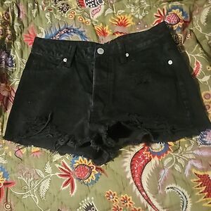 PEACH Love  Denim Distressed Shorts Black S